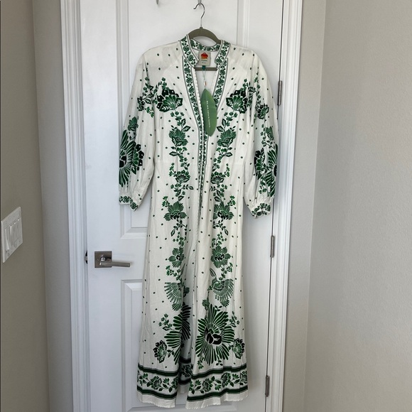 FARM Rio White and Green Floral Long Sleeve Dress - Picture 12 of 12